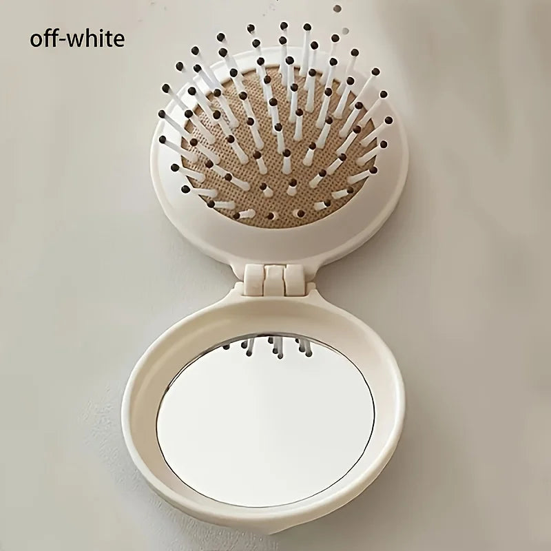 GlowPack Compact Hair Brush with Mirror