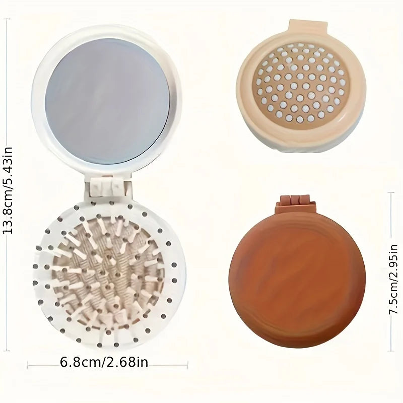 GlowPack Compact Hair Brush with Mirror