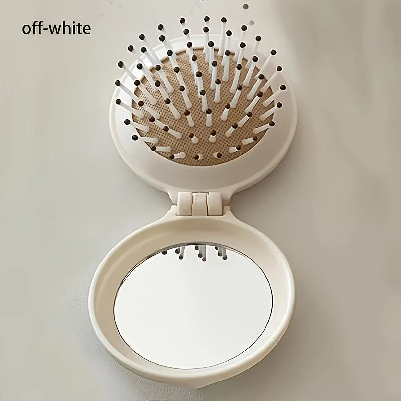 GlowPack Compact Hair Brush with Mirror