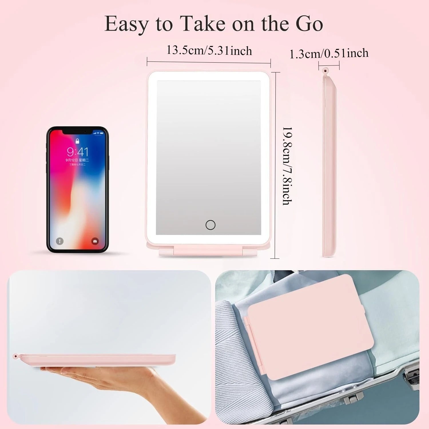 GlowPack Compact LED Travel Mirror