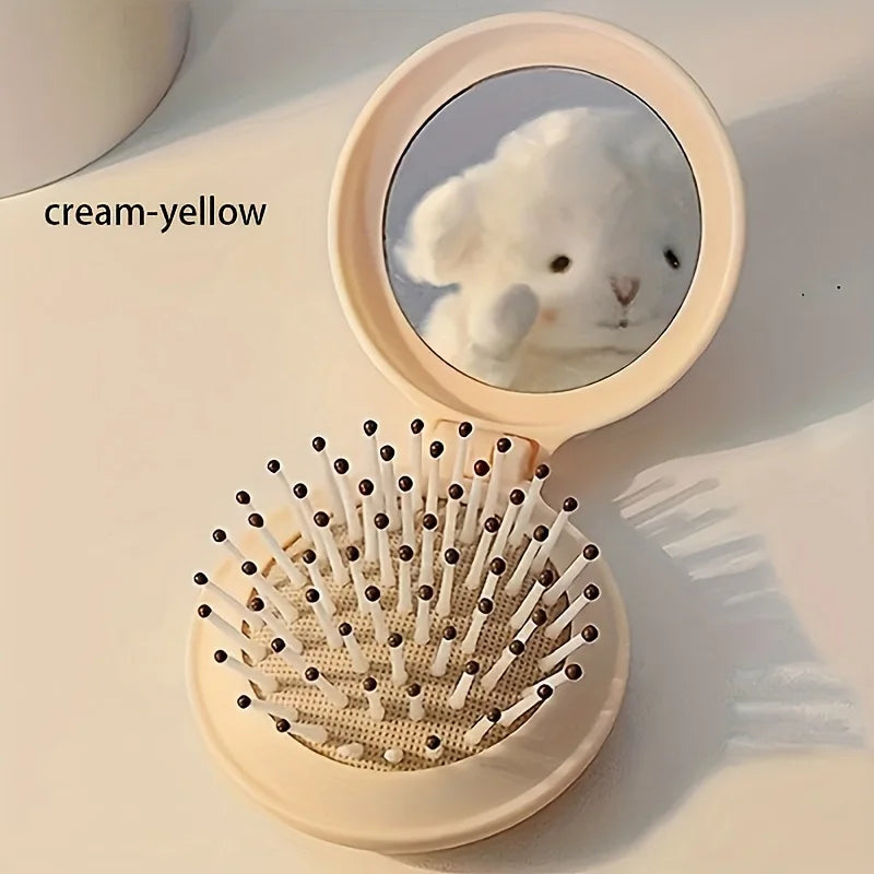 GlowPack Compact Hair Brush with Mirror