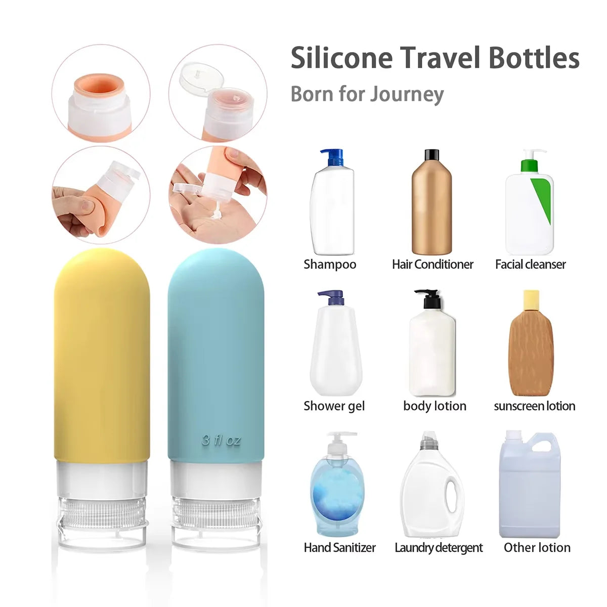 GlowPack Refillable Travel Bottle Set